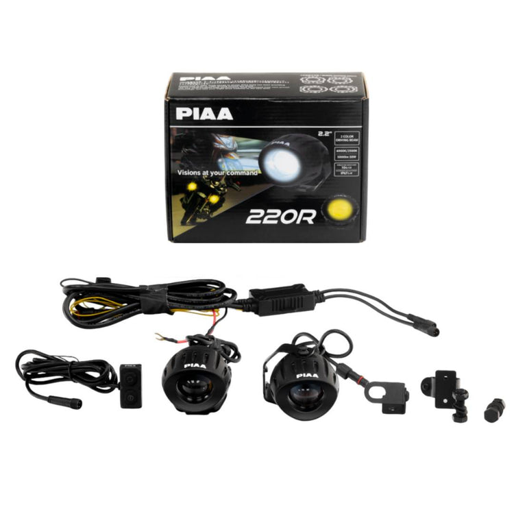 Driving light - PIAA - 220R - 3'' - Clear/Yellow - White/Amber - Driving Fog Combo - Set