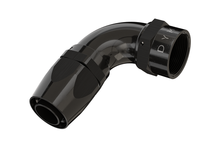 Black elbow pipe fitting on a white background