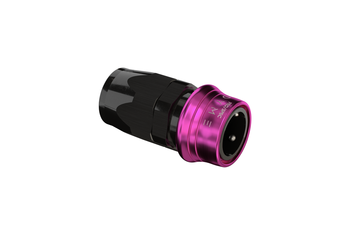 Black and pink cylindrical component on a white background