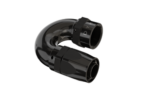 Black metal elbow fitting on a white background