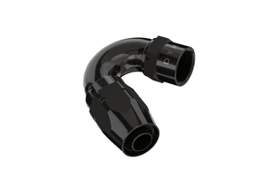Black metal elbow fitting on a white background