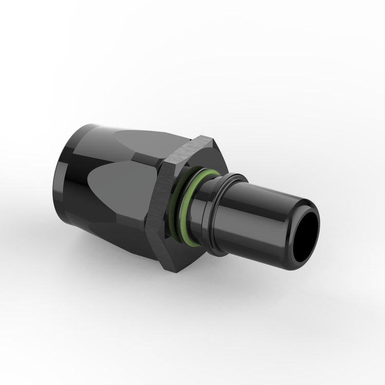 Black mechanical component on a white background