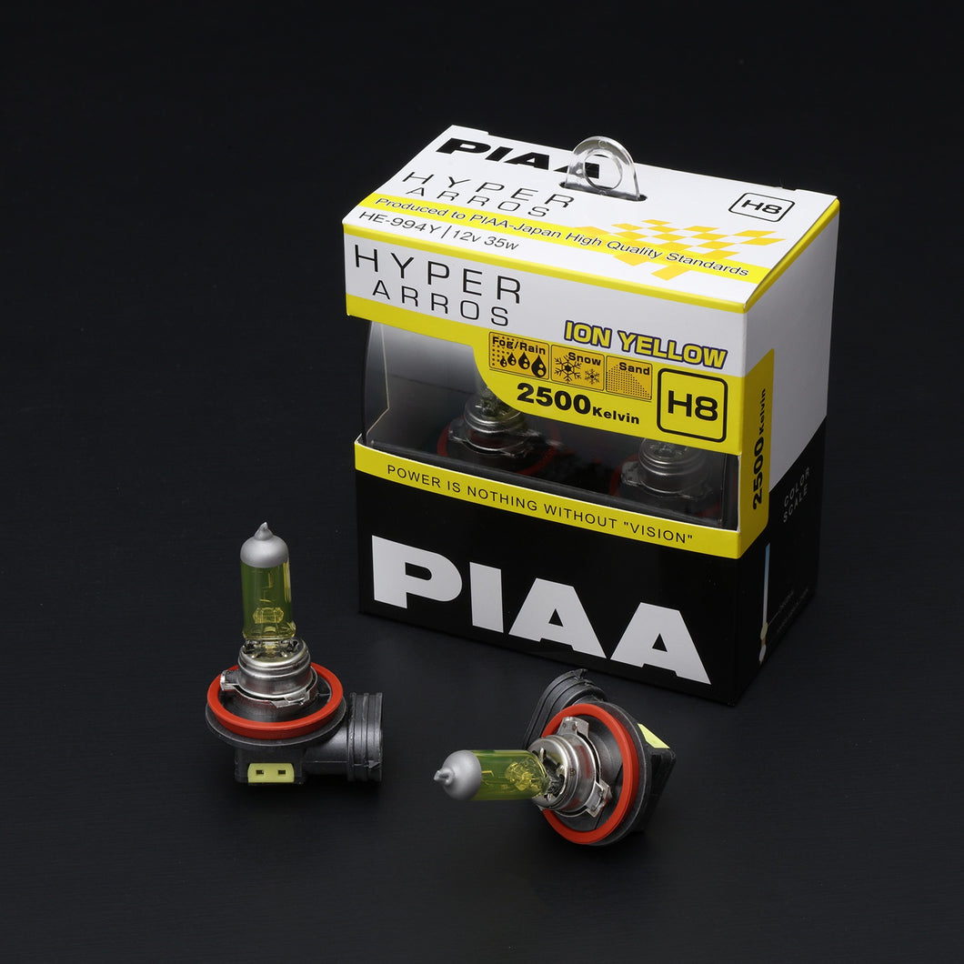 PIAA Hyper Arros Ion Yellow H8 12v/35w (Twin Pack) 2500k