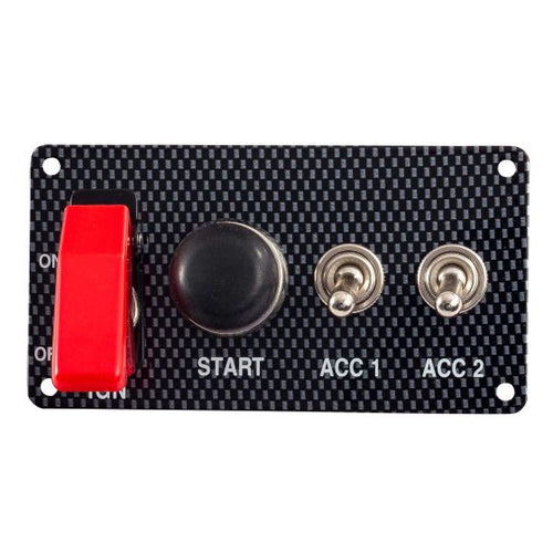 Carbon Effect Starter Panel-Push Button With 2 Accessory Switches