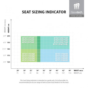 Racetech - 4119WHR Seat FIA 8855-1999 - WIDE - Black seat sizing chart